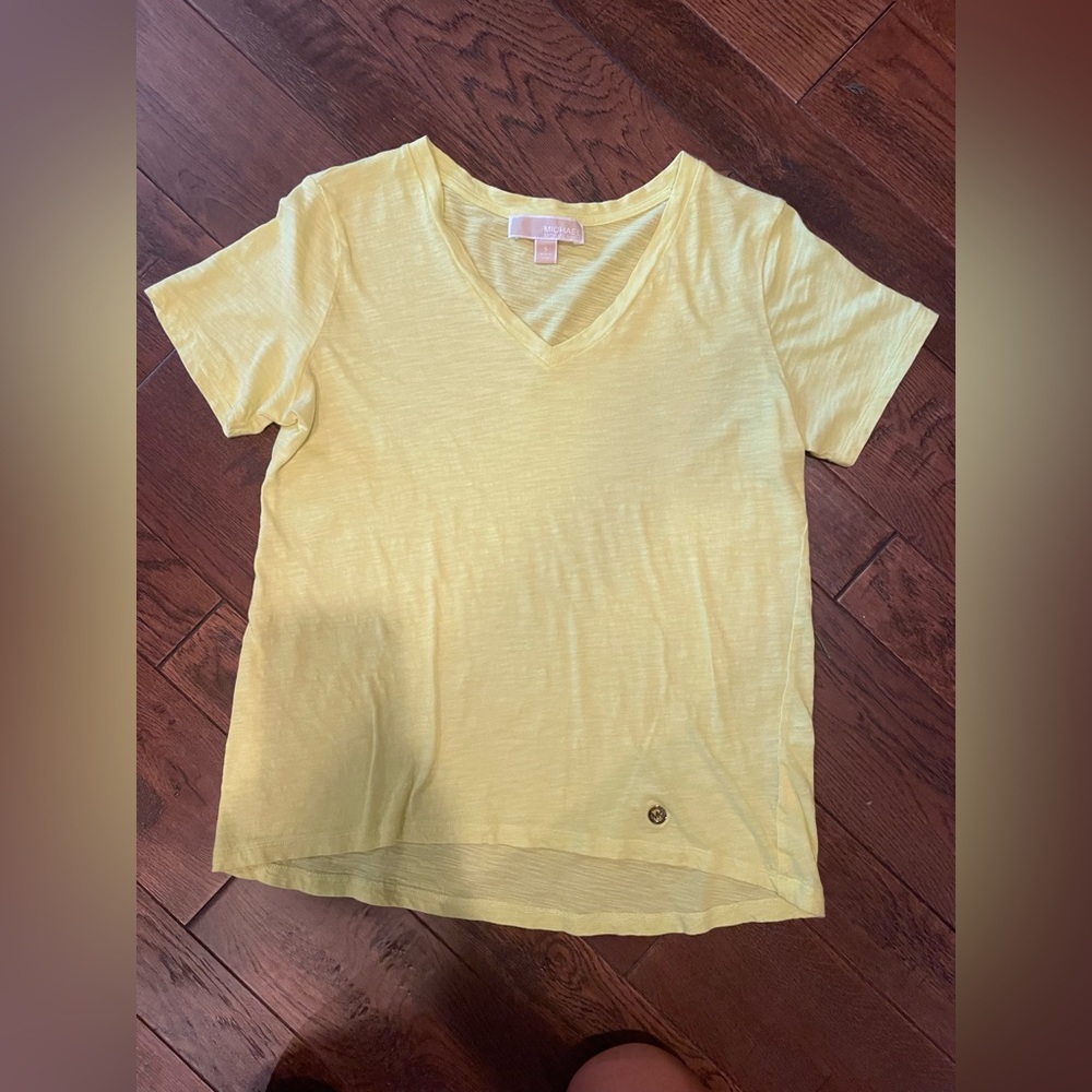Michael Kors bright yellow, size small v-neck tee